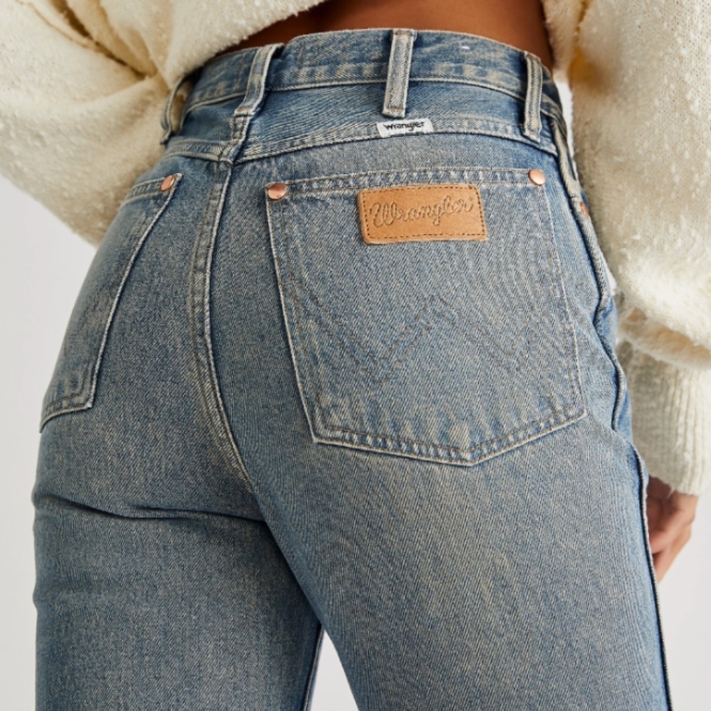 Free People Wrangler Westward 626 High-Rise Bootcut Peach Tinted Jeans